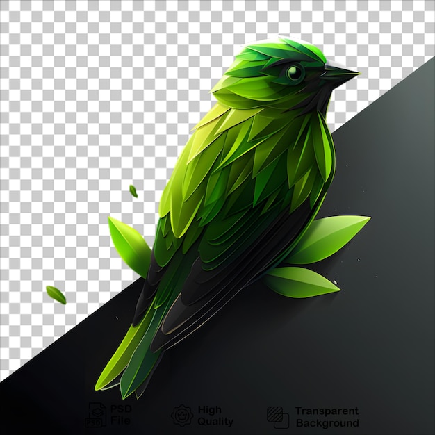 Green Bird Illustration on Transparent Background