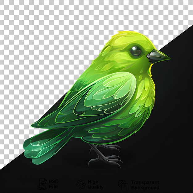 PSD green bird illustration on transparent background