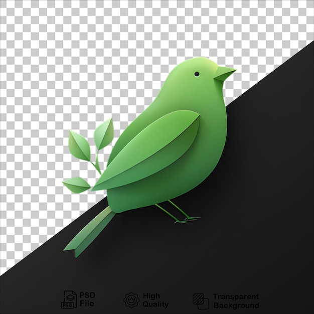 Green Bird Illustration on Transparent Background