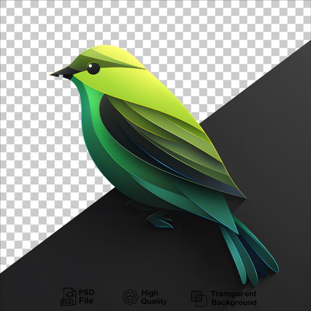 PSD green bird illustration on transparent background