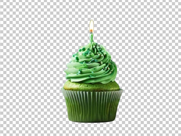 PSD green birthday cupcake with green frosting