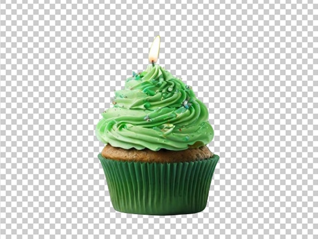 PSD green birthday cupcake with green frosting