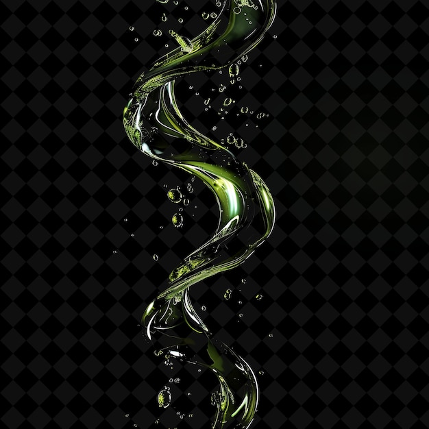 PSD a green and black abstract fractal image with green and yellow water drops