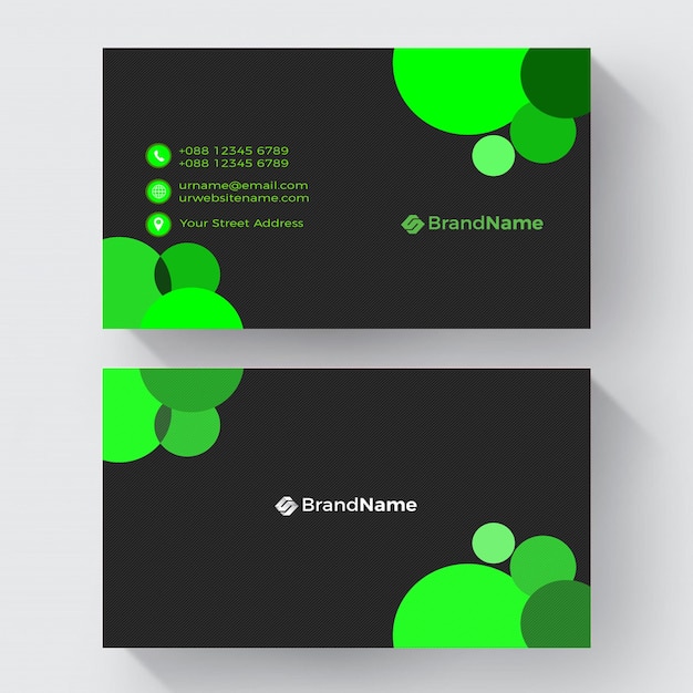 PSD green and black color business card design