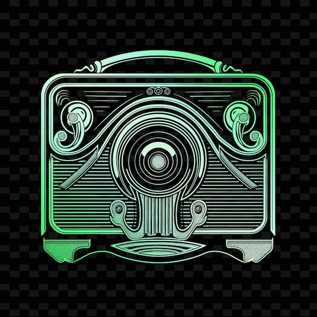 a green and black digital camera with a green background