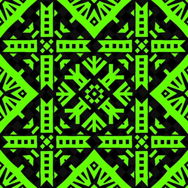 a green and black geometric pattern with geometric shapes and squares