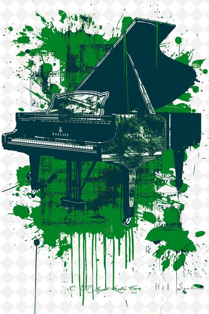 PSD a green and black piano with a green background