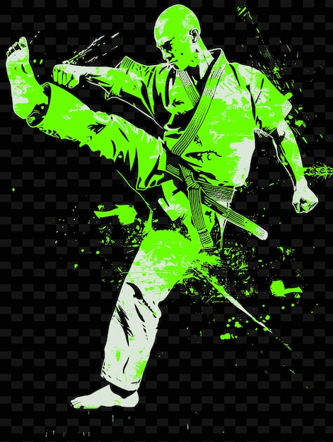 PSD a green and black poster of a man with a sword in his hand