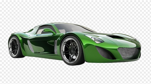 PSD a green and black sports car with a black wheel