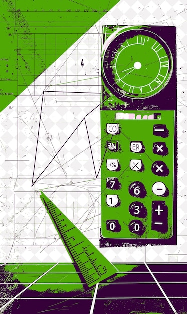 PSD a green and blue colored calculator with a green background