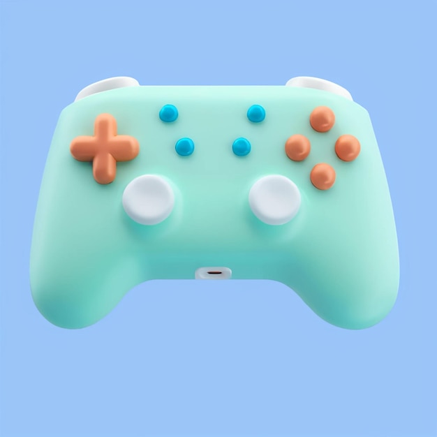 a green and blue controller with a blue and white button