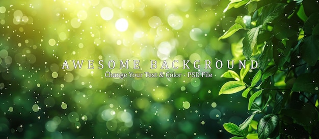 PSD green bokeh background from nature forest out of focus