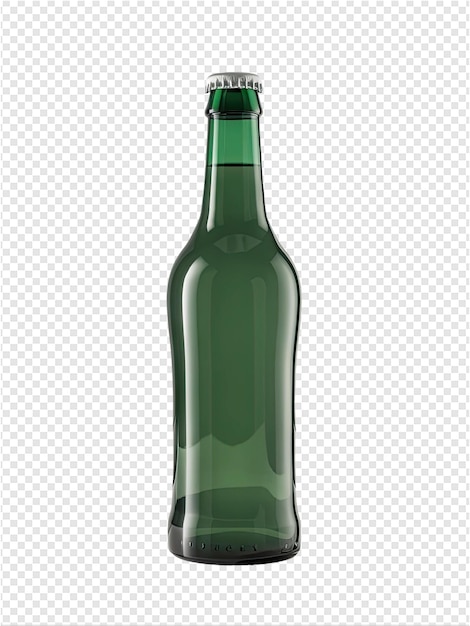 a green bottle of beer is shown on a transparent background