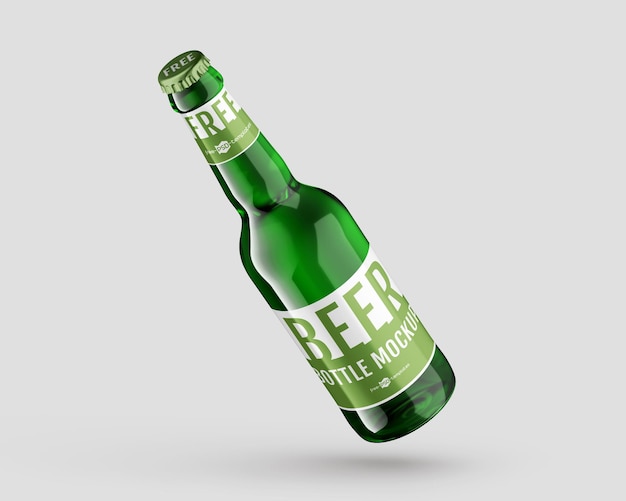 A green bottle of beer with the word bottle on it