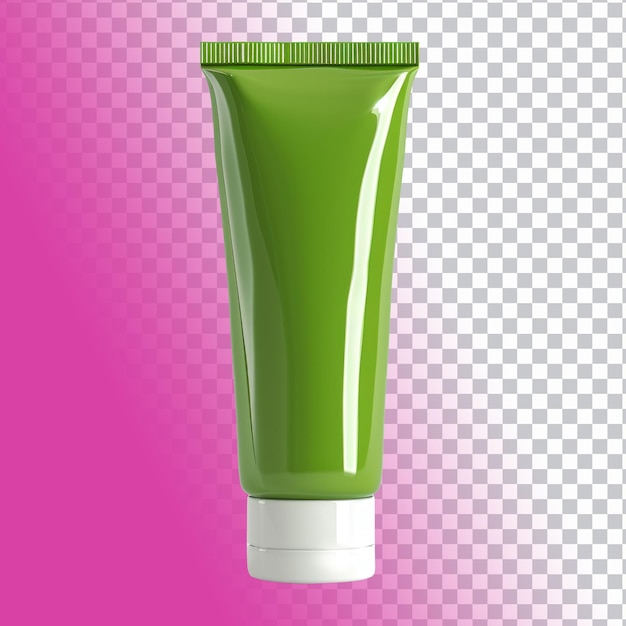 a green bottle of green color is on a pink background