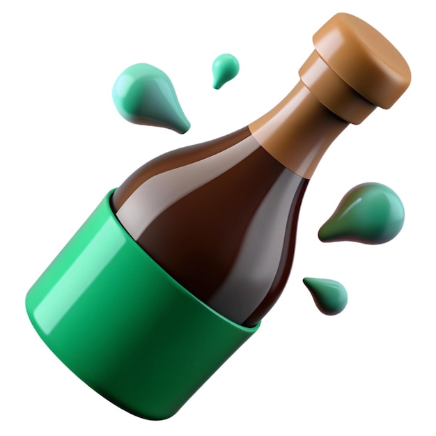 PSD a green bottle with a brown label that says  green