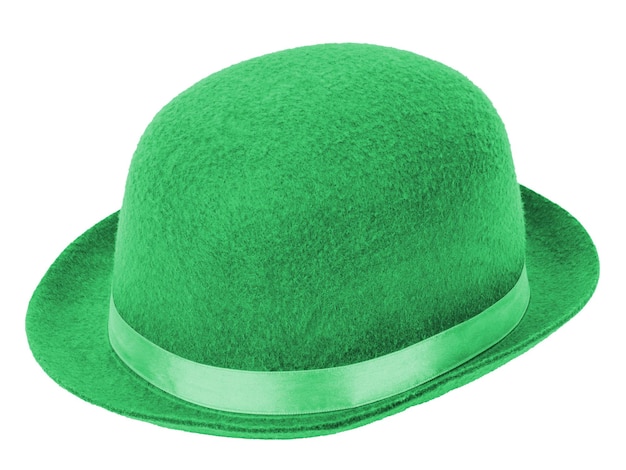 Green bowler hat isolated on a white transparent background