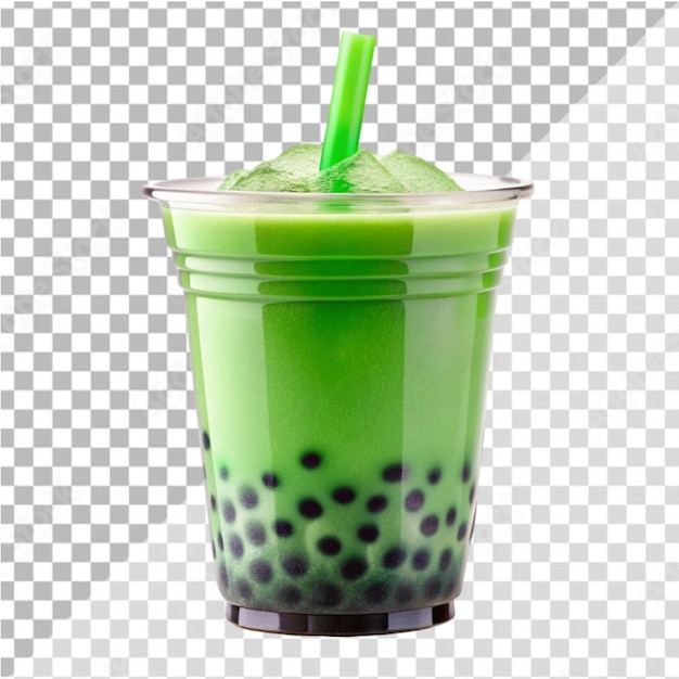 PSD green bubble tea on transparent background