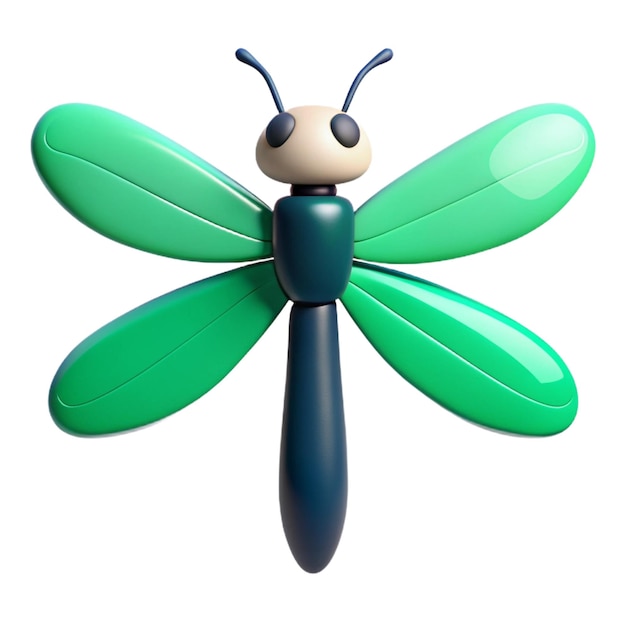 PSD a green butterfly figure with a black nose and a black nose