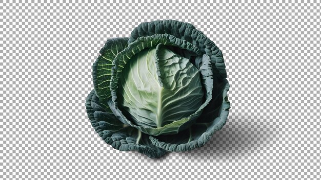 PSD a green cabbage with a green head and a white label