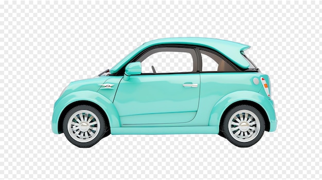 PSD a green car with a door handle is parked on a white background