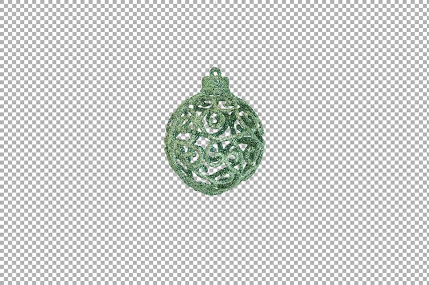 Green carved Christmas ball isolated