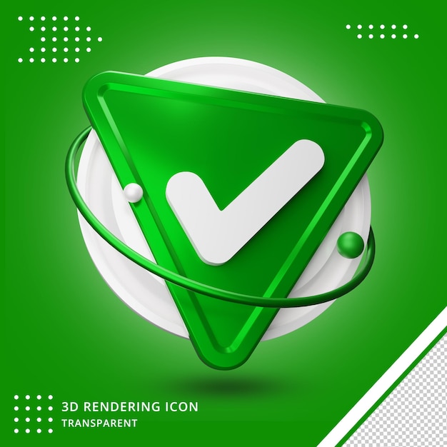 Green check mark icon 3d rendering 