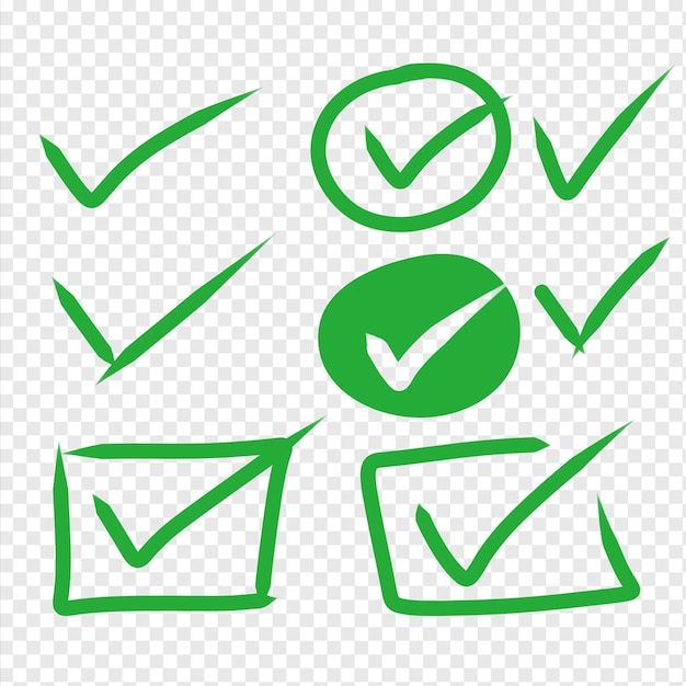 green check mark png transparent background element brush strokes pen green