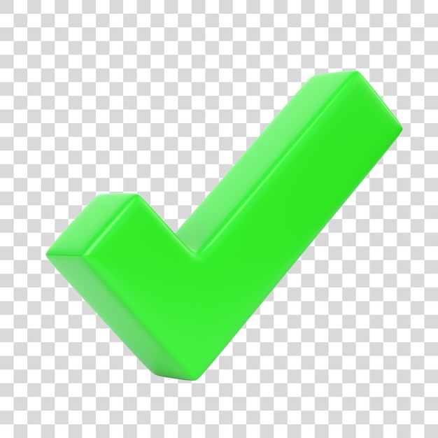 Green check mark on white background 3D render illustration