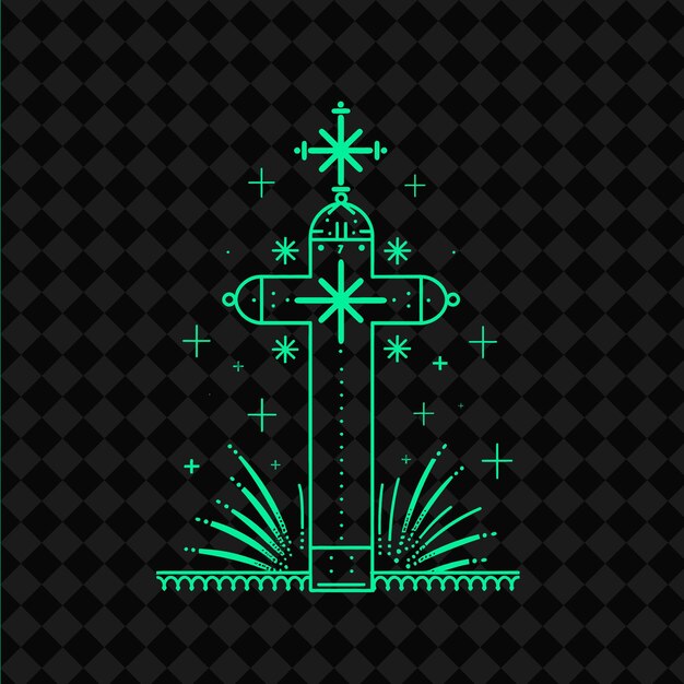 PSD a green christmas tree with a cross on the top