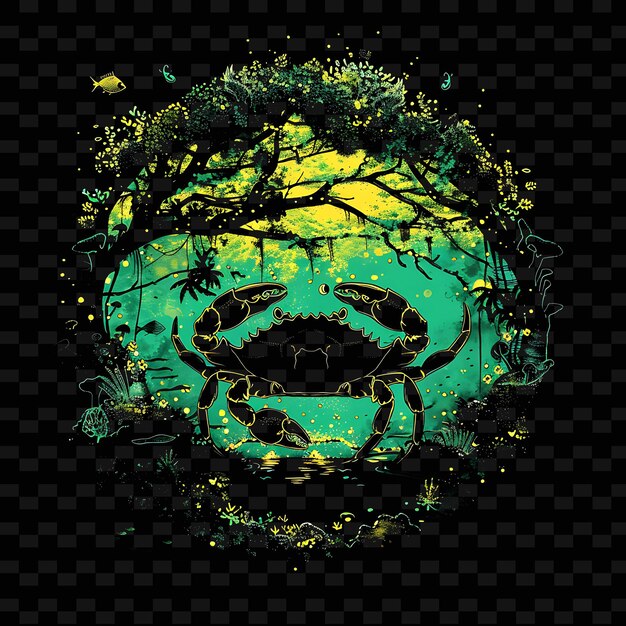 PSD a green circle with a tree in the middle of it