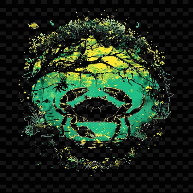 PSD a green circle with a tree in the middle of it