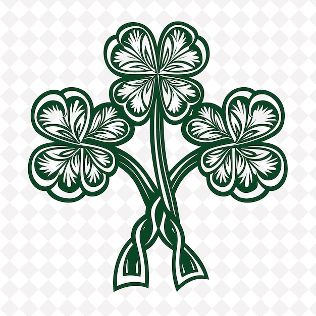 PSD a green clover with a pattern of four leaves on a white background