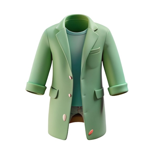 PSD a green coat with a green collar and a green shirt on the front