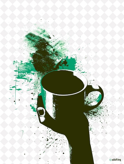 PSD a green coffee cup with a green background with a green design