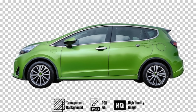 Green Compact Car isolated on transparent background