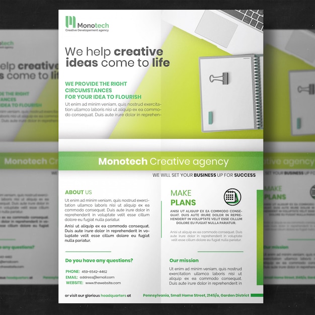 Green corporate flyer template