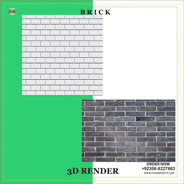 PSD a green cover for a brick wall with a brick design on it