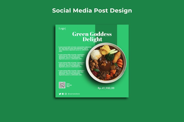 PSD a green cover for social media shows a bowl of food