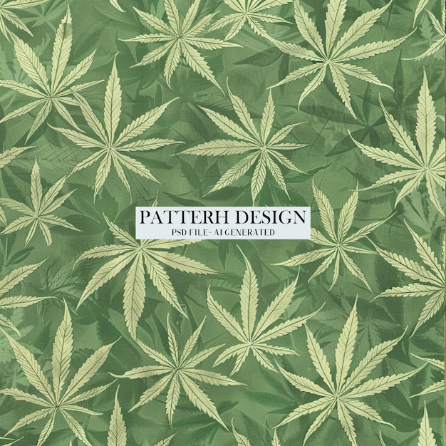 PSD a green cover with a design seamless pattern of cannabis leaf