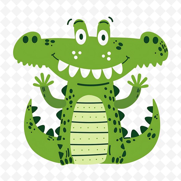 a green crocodile with a big smile on its face