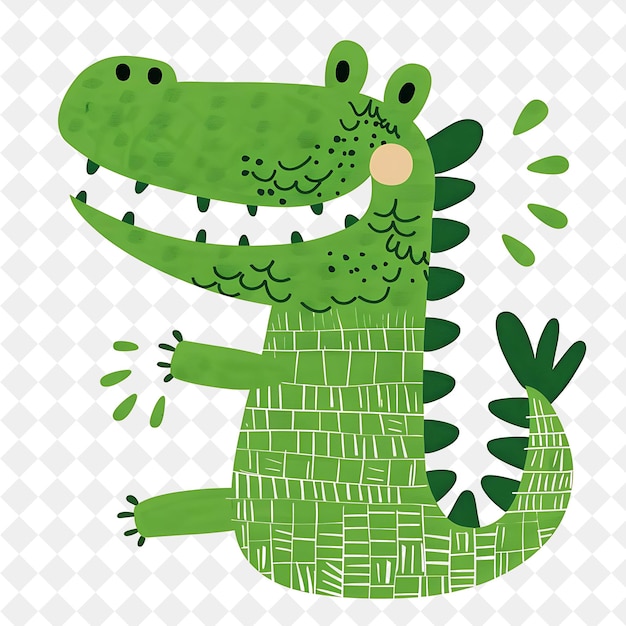 PSD a green crocodile with a green face and a white background