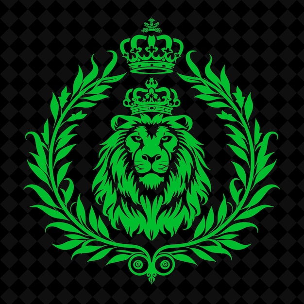 green crown with a lion on a black background