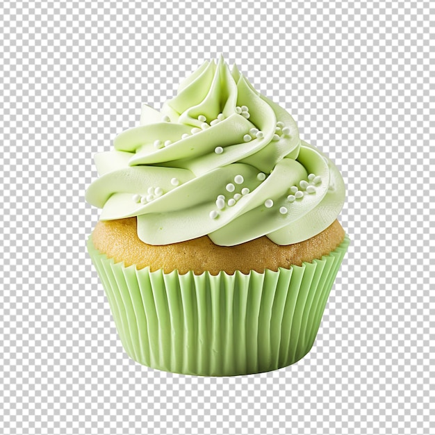 PSD green cupcake isolated on transparent background