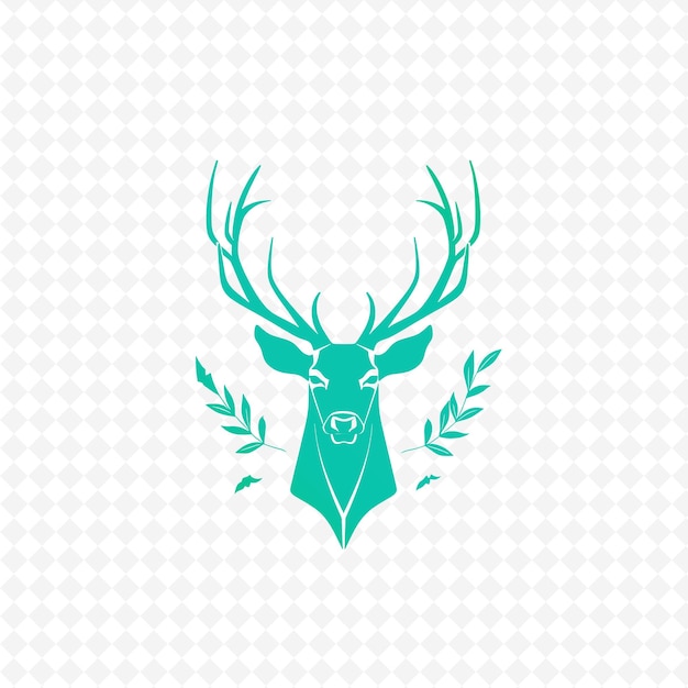 PSD green deer head with a green antlers on a background of stars