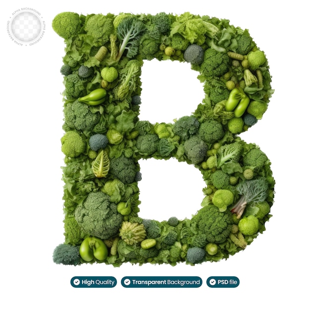 Green Delight A Captivating 39B39 Shaped from Wholesome Broccoli Celebrating Nature39s Bounty