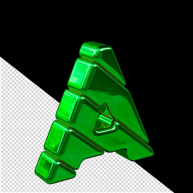 Green diagonal block 3d symbol view from the left letter a