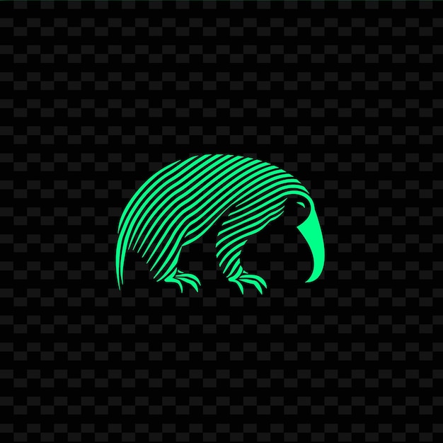 PSD a green dinosaur with a green glow on the dark background