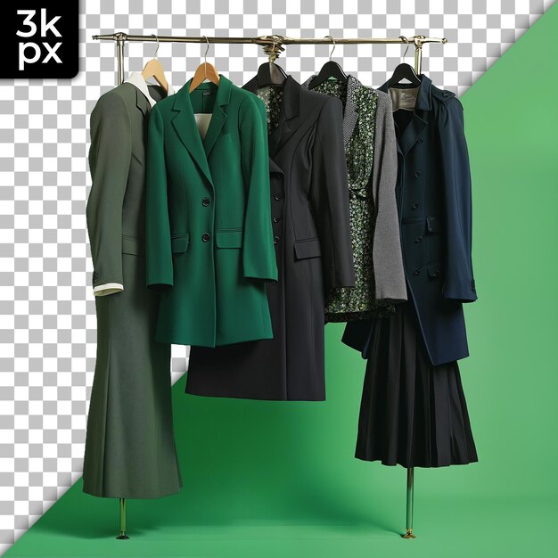 PSD a green display with a row of suit cases on it