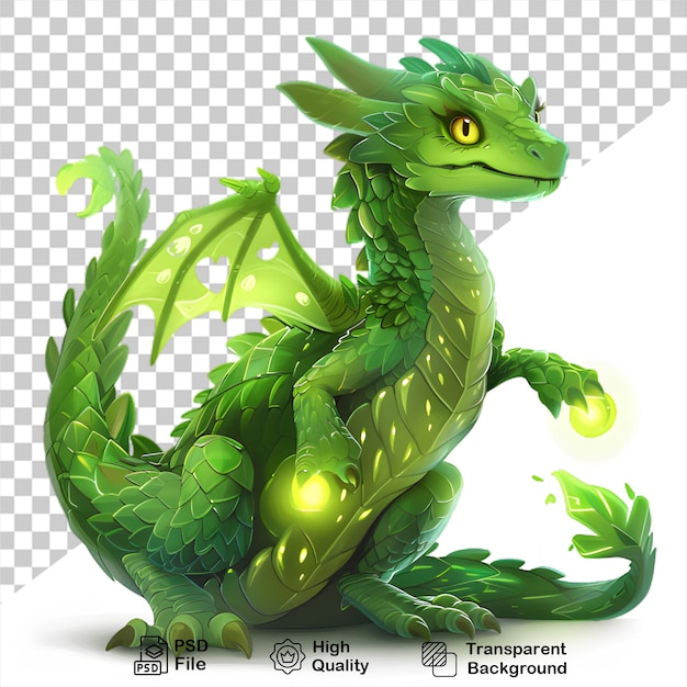 PSD a green dragon isolated on transparent background